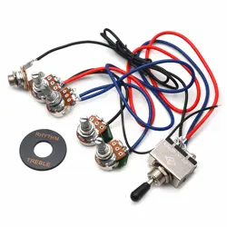 GUITAR WIRING HARNESS 2V2T 3-WAY TOGGLE SWITCH 500K POTS FOR GIBSON REPLACEMENT