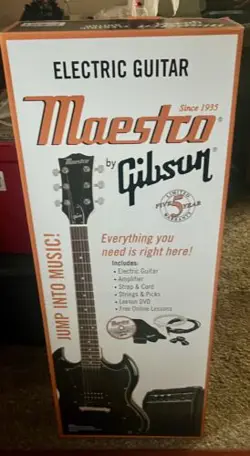 MAESTRO BY GIBSON ELECTRIC GUITAR KIT IN BLACK WITH BLACK PICKGUARD