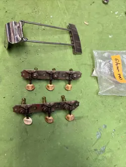 KLUSON 1930-40S?  GIBSON? VINTAGE OPEN TUNERS ARCHTOP GUITAR PARTS + TAIL PIECE