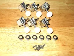 KLUSON NICKEL DELUXE INLINE TUNER W/ WHITE OVAL KEYS