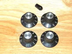 GIBSON 1971 BLACK CHROME REFLECTOR WITCH HAT GUITAR CONTROL KNOBS