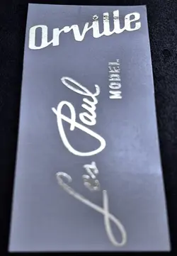 ORVILLE LES PAUL SOLID SILVER HEADSTOCK DECAL ULTRA-HI-RES NEW REPRODUCTION