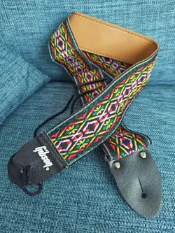 VINTAGE GIBSON MULTICOLOR EMBROIDERY GUITAR STRAP