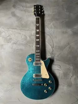 GIBSON 1976 LES PAUL DELUXE BLUE SPARKLE REFINISH 283562