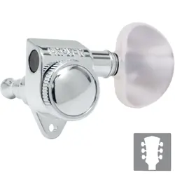 NEW GROVER 502 LOCKING TUNERS 3X3 MODERN GIBSON LES PAUL PEARLOID BUTTONS CHROME