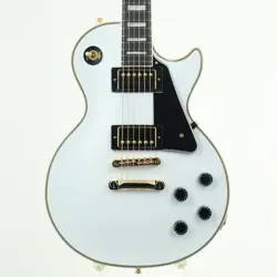 EPIPHONE INSPIRED BY GIBSON LES PAUL CUSTOM ALPINE WHITE USED EBONY W/SOFT CASE
