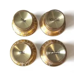 4 KNOBS GOLS INCH SIZE GOLD GIBSON STYLE TOPHAT KNOBS V  T GOLD REFLECTOR CAP