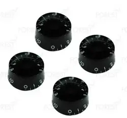 GIBSON EPIPHONE SPEED STYLE GUITAR KNOB 4 SET BLACK / WHITE LETTERS, METRIC