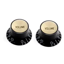 2 KNOBS BLACK INCH SIZE GIBSON STYLE TOPHAT VOLUME GOLD REFLECTOR CAPE
