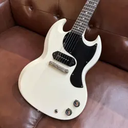 GIBSON CUSTOM SHOP MURPHY LAB 1963 SG JUNIOR POLARIS WHITE LIGHTNING BAR #GGEMX