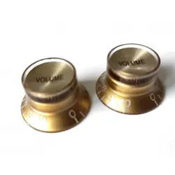 2 KNOBS GOLS INCH SIZE GOLD GIBSON STYLE TOPHAT KNOBS VOL. GOLD REFLECTOR CAP