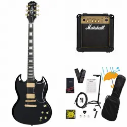 EPIPHONE INSPIRED BY GIBSON SG CUSTOM EBONY MARSHALL MG10 AMPLIFIER BEGINNER SET