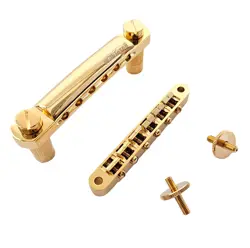 WILKINSON TUNE-O-MATIC BRIDGE W/ M4 POSTS   TAILPIECE GIBSON LES PAUL, GOLD