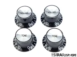 USA GIBSON ES-339 GUITAR CONTROL KNOBS, GUITAR PART BLACK/SILVER.