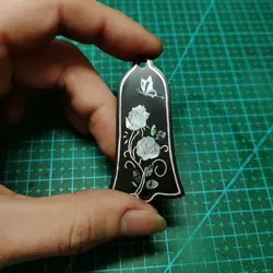 EBONY INLAID SILVER MOTHER PEARL BELL TRUSS ROD COVER FOR GIBSON GUITARS