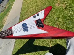 2012 GIBSON FLYING V BASS CUSTOM FADED CHERRY RED - W/ CASE