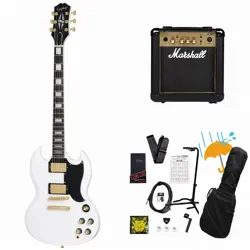 EPIPHONE INSPIRED BY GIBSON SG CUSTOM ALPINE WHITE MARSHALL MG10 AMPLIFIER BEGIN