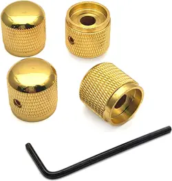 METAL VOLUME TONE KNOBS SET FOR FENDER GIBSON ELECTRIC GUITAR - GOLD (4 PCS)
