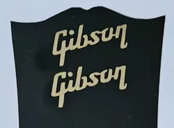 2 GOLD  DECAL  HEADSTOCK GIBSON LOGOS, DIE-CUT VINYL DECAL, 1.25 INCHES WIDE 