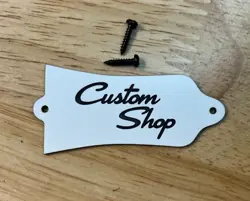 GUITAR TRUSS ROD COVER FOR GIBSON CUSTOM SHOP WHITE BLACK TEXT FITS OTHERS
