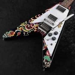 EPIPHONE INSPIRED BY GIBSON CUSTOM JIMI HENDRIX LOVE DROPS FLYING V EBONY *HO908