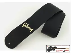 GIBSON STYLE 70S STRAP - LEATHER - BLACK WITH GOLD LOGO - GUITAR AND BASS