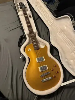 GIBSON USA LES PAUL BASS OVERSIZE GOLD TOP ELECTRIC GUITAR 2011 W/ OHSC MINT