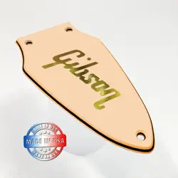 CREAM 3 PLY TRUSS ROD COVER FOR GIBSON CUSTOM SHOP '67 FLYING V + GOLD DECAL