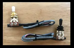 GOLD OR BLACK GIBSON STYLE 3 WAY GUITAR SWITCH WITH 4 CONDUCTOR WIRE. NEW!