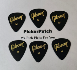 GIBSON MEDIUM BLACK 351 SHAPE GUITAR PICKS 6 PICKS  #40