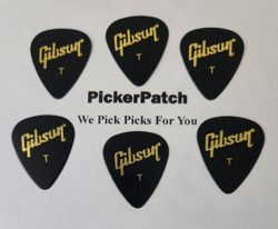 GIBSON THIN BLACK 351 SHAPE GUITAR PICKS 6 PICKS  #33