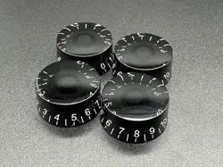 4 GUITAR BASS SPEED KNOBS BLACK CLEAR SET FOR LES PAUL GIBSON EPIPHONE PRS
