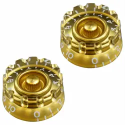 KN-003-001 (2) GOLD NOTCHED EDGE SPEED KNOBS 0-10 FOR GIBSON LES PAUL/EPIPHONE 