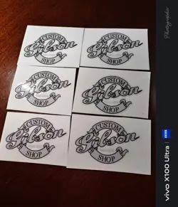 6PCS NEW GIBSON CUSTOM SHOP GUITAR UV HEADSTOCK RAISED WATERPROOF STICKER DECALS