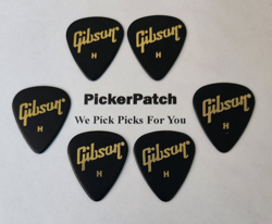 GIBSON HEAVY BLACK 351 SHAPE GUITAR PICKS 6 PICKS  #37