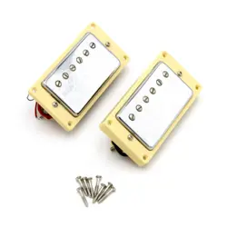 CHROME GUITAR HUMBUCKER PICKUPS YELLOW FRAME SET FOR EPIPHONE GIBSON LES PAUL LP