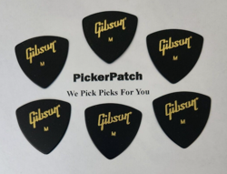 GIBSON MEDIUM BLACK 346 WEDGE SHAPE GUITAR PICKS 6 PICKS  #34