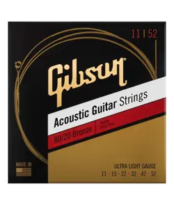 GIBSON SAGBRW11 80/20 BRONZE .011-.052 ULTRA LIGHT ACOUSTIC GUITAR STRINGS