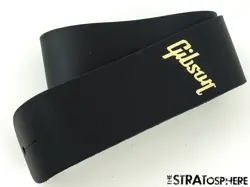 GIBSON BLACK LEATHER GUITAR STRAP, 1950S LES PAUL STANDARD 50S FADED GOLD LOGO!