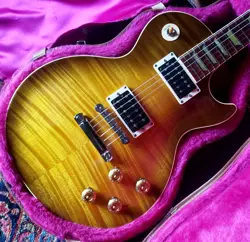 8.7 LBS! 2000 GIBSON LES PAUL CLASSIC PLUS HONEY BURST OHSC, R0 NECK, REAL ABR-1