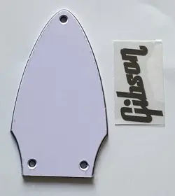 FOR FIT GIBSON FLYING V TRUSS ROD COVER+SILVER DECAL GUITAR PICKGUARD WHITE