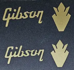 2 DECAL HEADSTOCK GIBSON  LOGOS &  2 CROWN, DIE-CUT GOLD VINYL DECAL, ES-175 ,SG