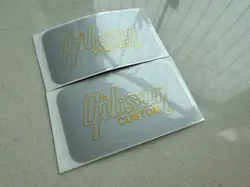 2PCS GIBSON GUITAR BASS NECK HEADSTOCK VINYL UV WATERPROOF STICKER DECALS SILVER
