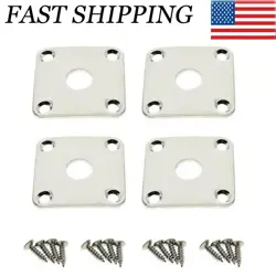 4XNICKEL CURVED GUITAR SOCKET COVER METAL JACK PLATE SCREWS FOR GIBSON LES PAUL
