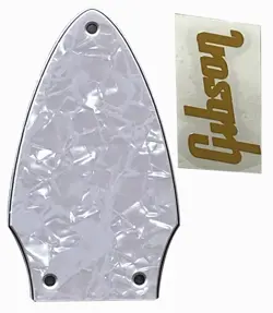 NEW WHITE PEARL FOR GIBSON FLYING V TRUSS ROD COVER+GOLD DECAL GUITAR PICKGUARD