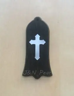 WHITE MOTHER OF PEARL CROSS INLAID EBONY BELL TRUSS ROD COVER FOR GIBSON GUITARS