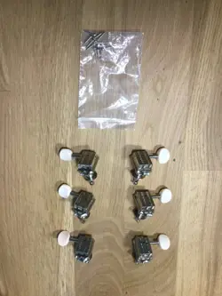 GENUINE GIBSON DELUXE 3+3 NICKEL WHITE BUTTON TUNERS