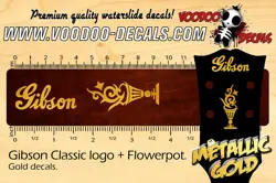 GIBSON CLASSIC LOGO + FLOWERPOT (GOLD) WATERSLIDE DECALS