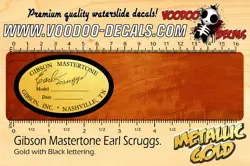 GIBSON MASTERTONE EARL SCRUGGS (GOLD / BLACK) WATERSLIDE DECALS