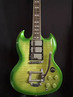 ELECTRIC GUITAR GIBSON SG DELUXE 2013 LIME BURST AA FIGURED MAPLE TOP USA MADE